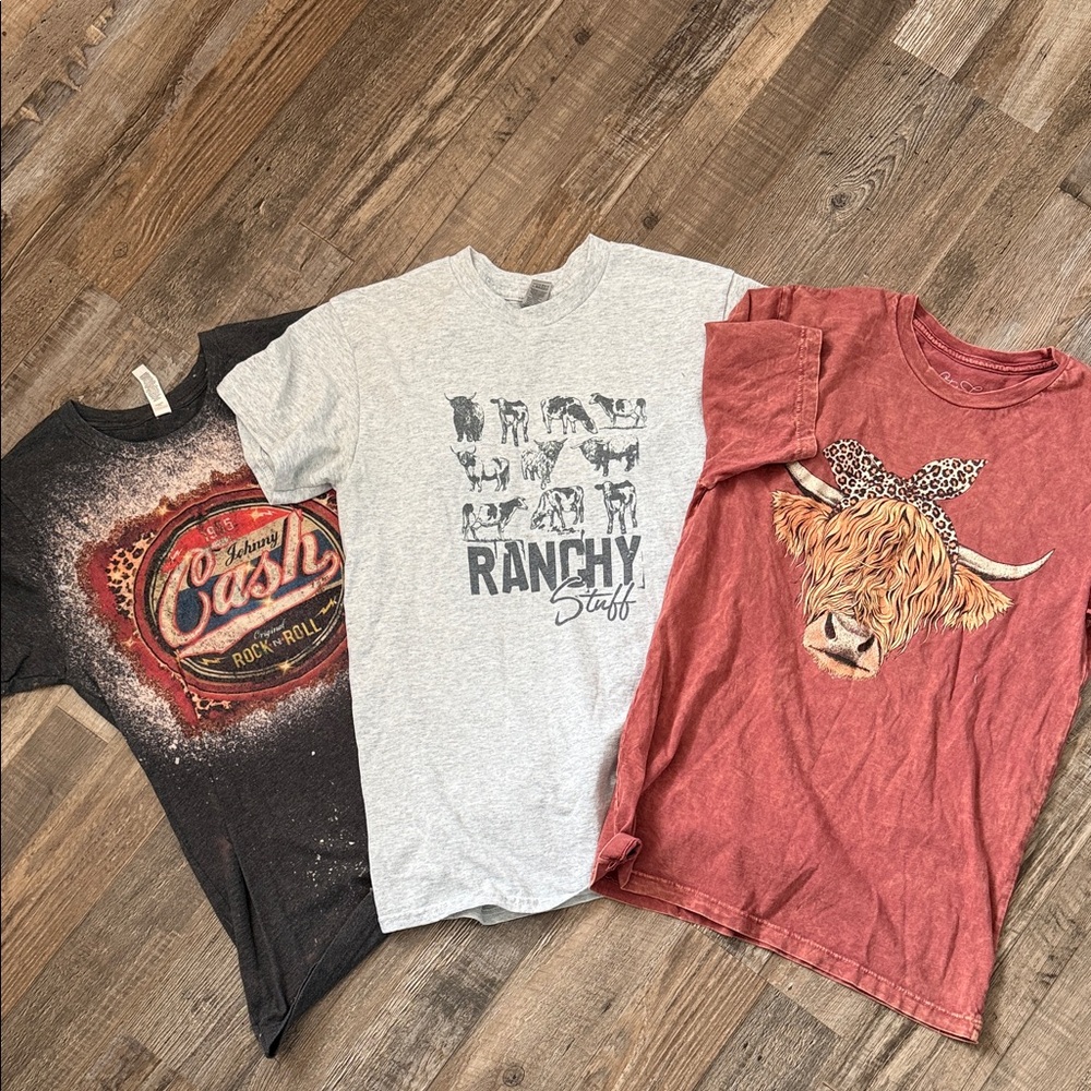 Graphic T-Shirts Set - Black, Gray, Red